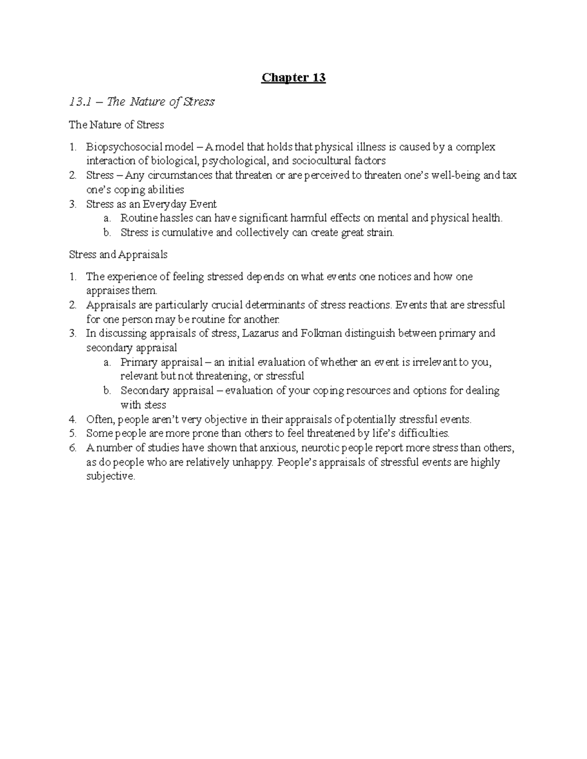 Chapter 13 - PSYC 202 Lecture Notes - Chapter 13 13 – The Nature of ...