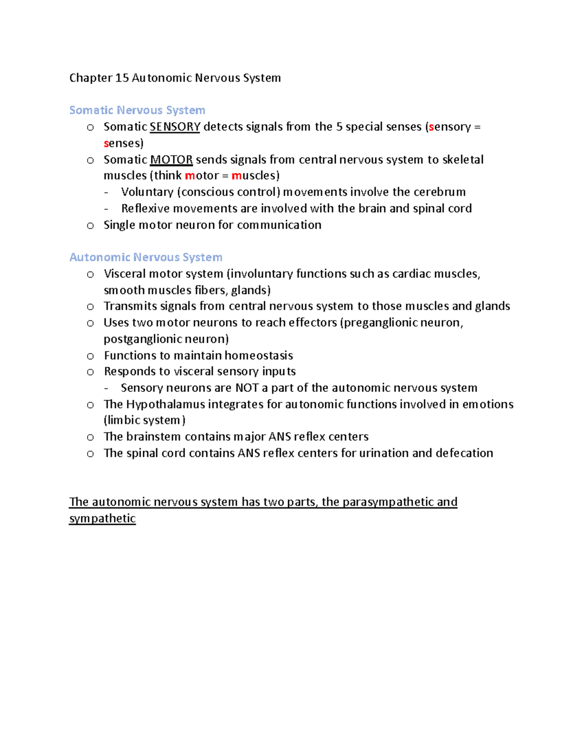 Chapter 15 Autonomic Nervous System - Chapter 15 Autonomic Nervous ...