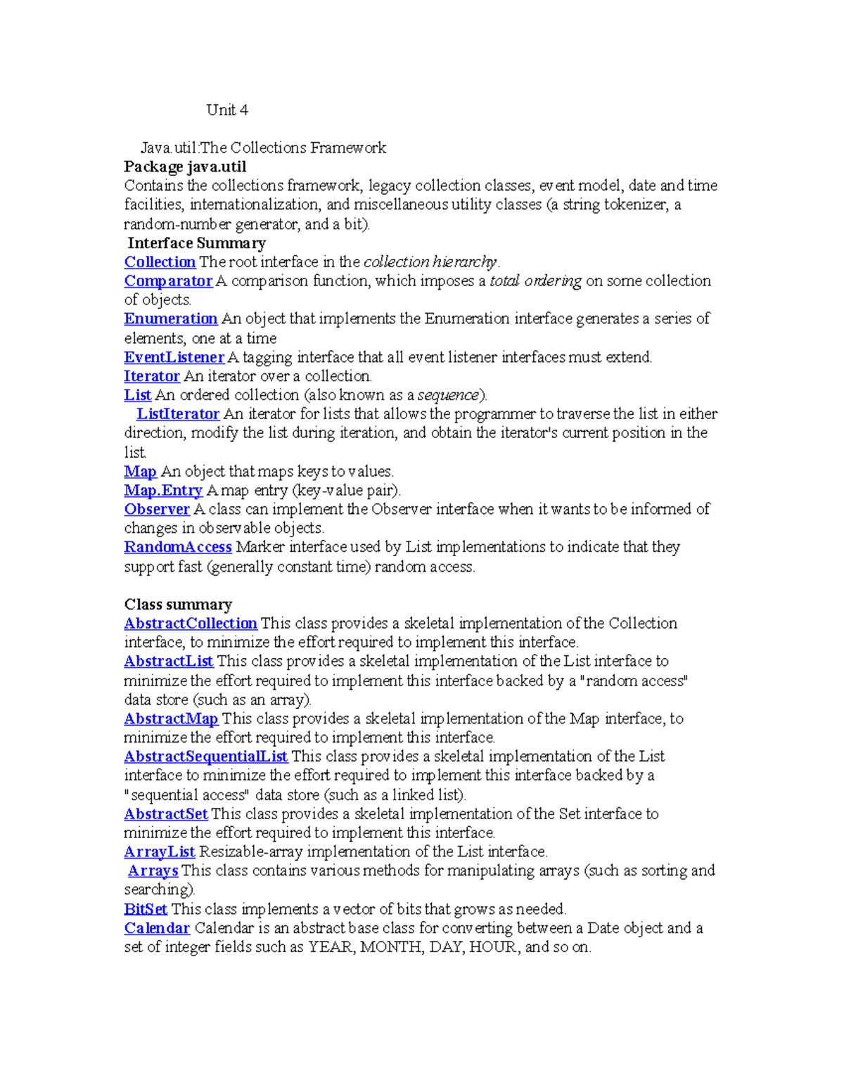 Java notes unit 3-4 - regular experssions - Unit 4 Java:The Collections ...