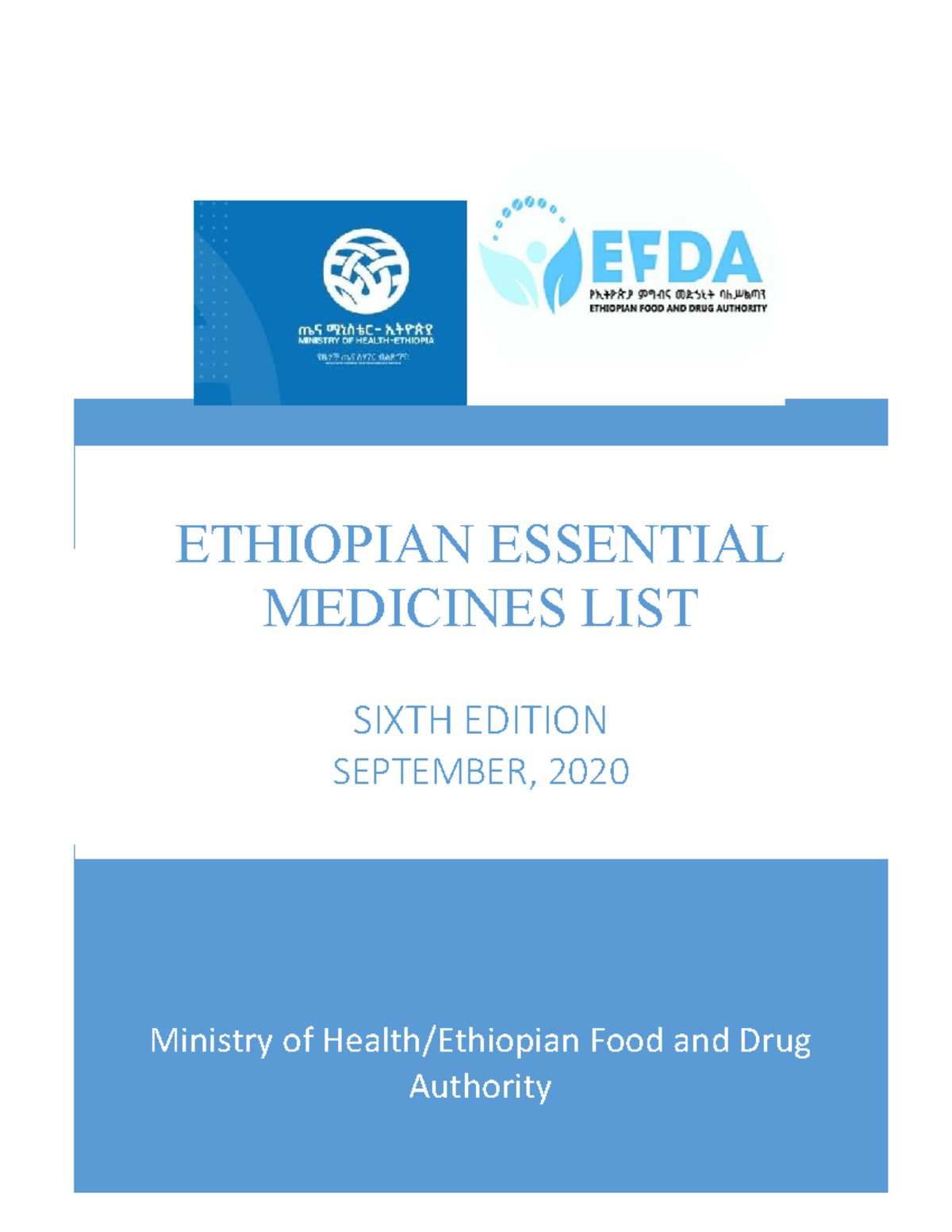 EMLsixthedition Ethiopian Essential medicines list Ministry of