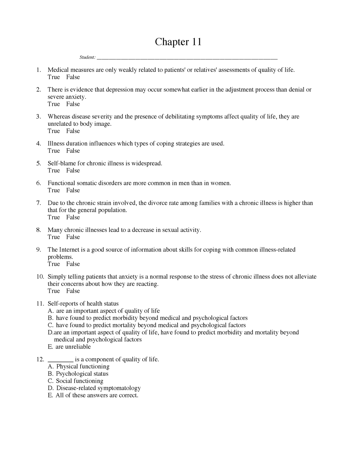 Chapter 11 Testbank Answers Chapter 11 Student Studocu