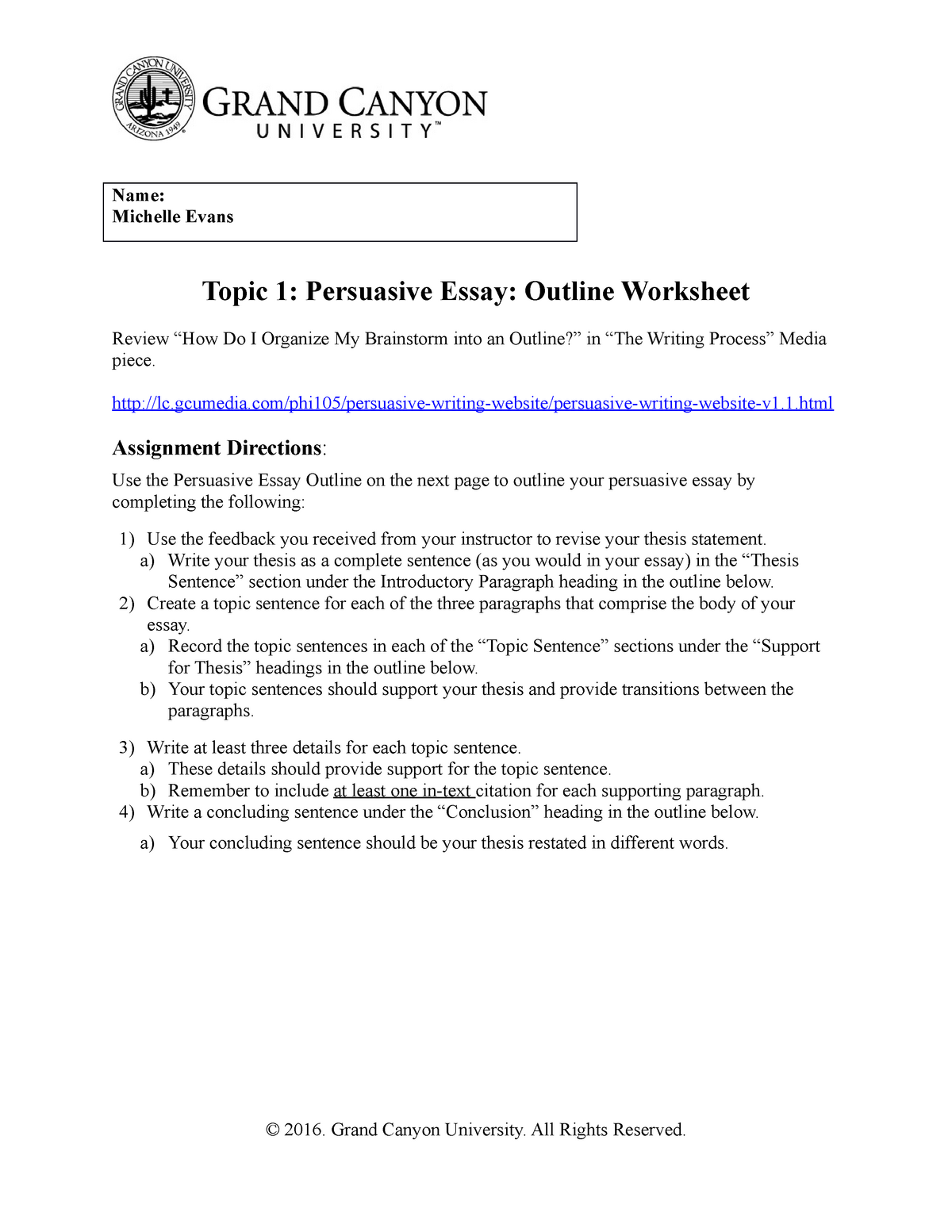 persuasive essay assignment