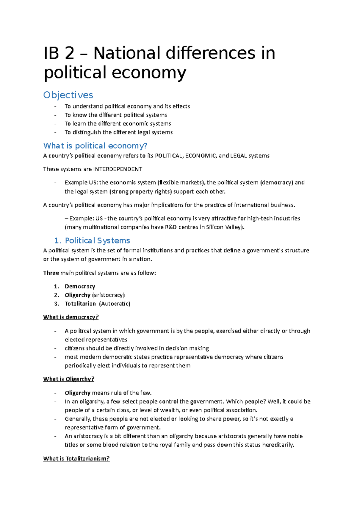 IB 2 – National Differences In Political Economy - IB 2 – National ...