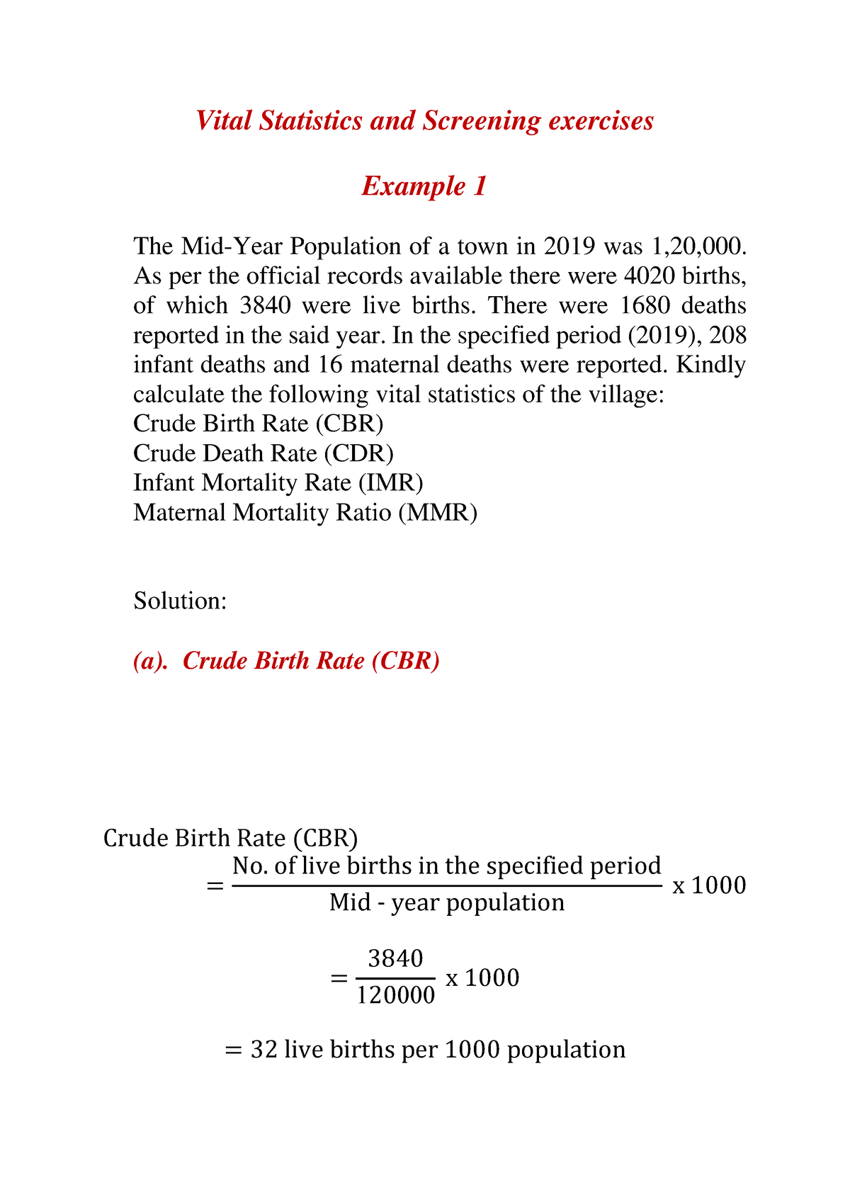 vital statistics assignment