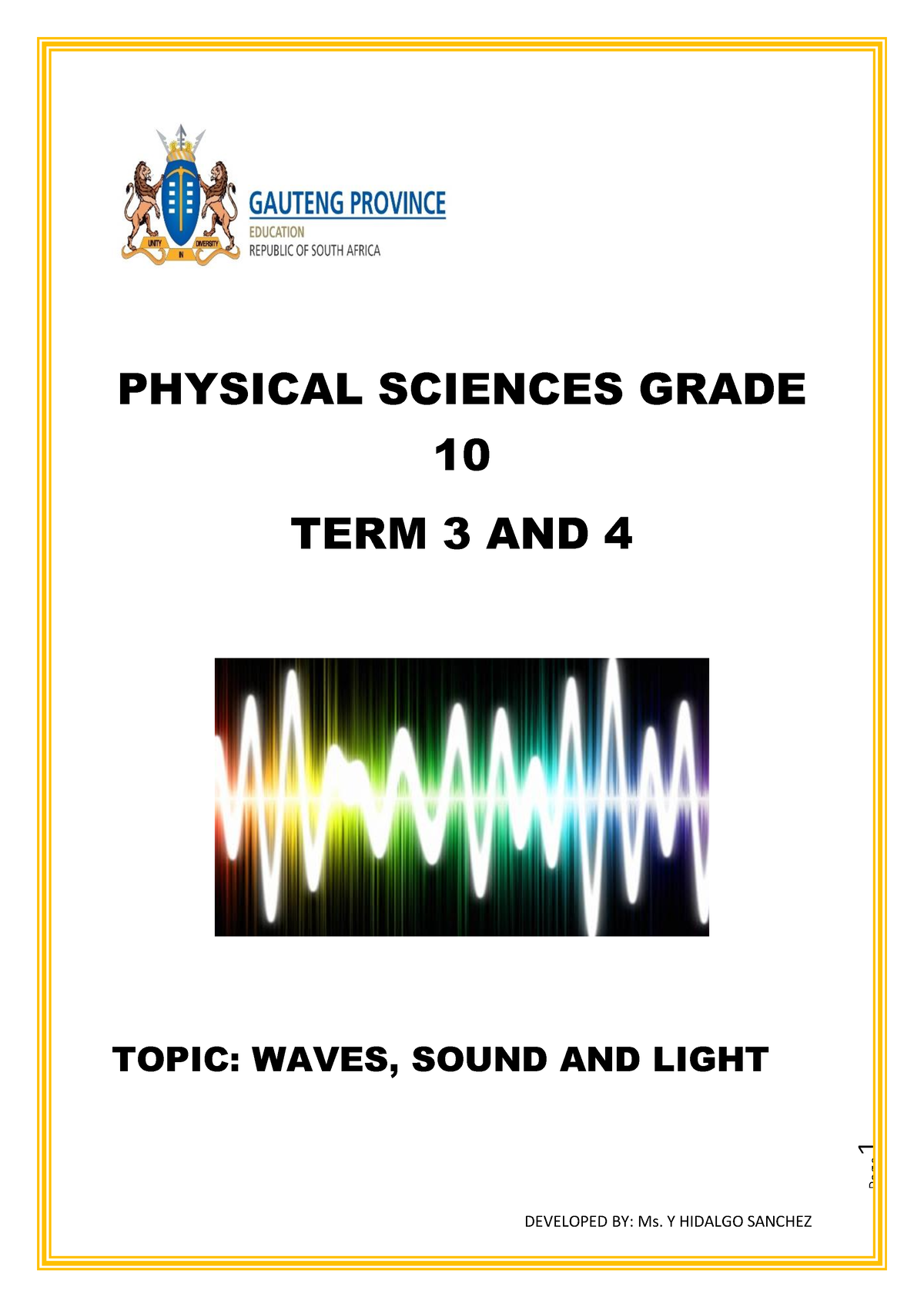 Grade 10 Waves Sound And Light Page 1 Physical Sciences Grade 10