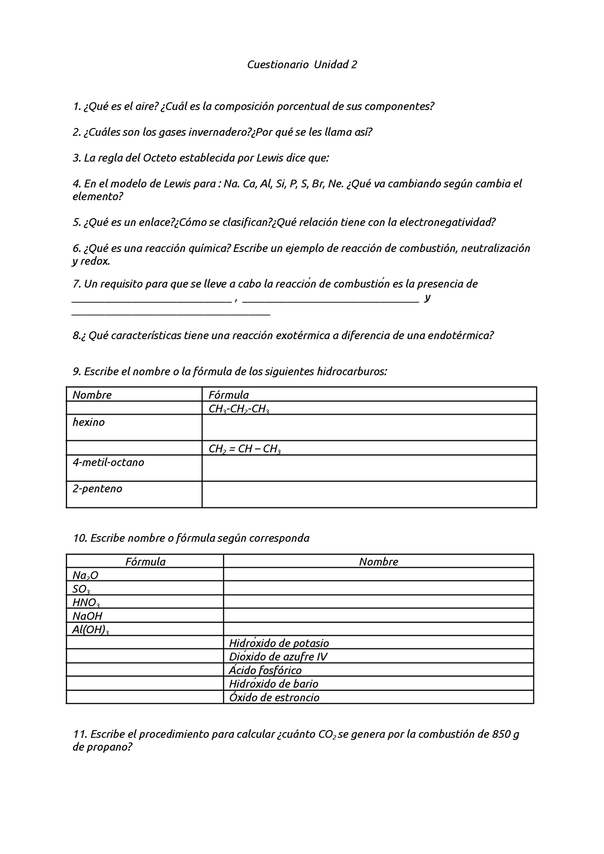 Cuestionario Unidad 2 - Ca, Al, Si, P, S, Br, Ne. ¿Qué Va Cambiando ...