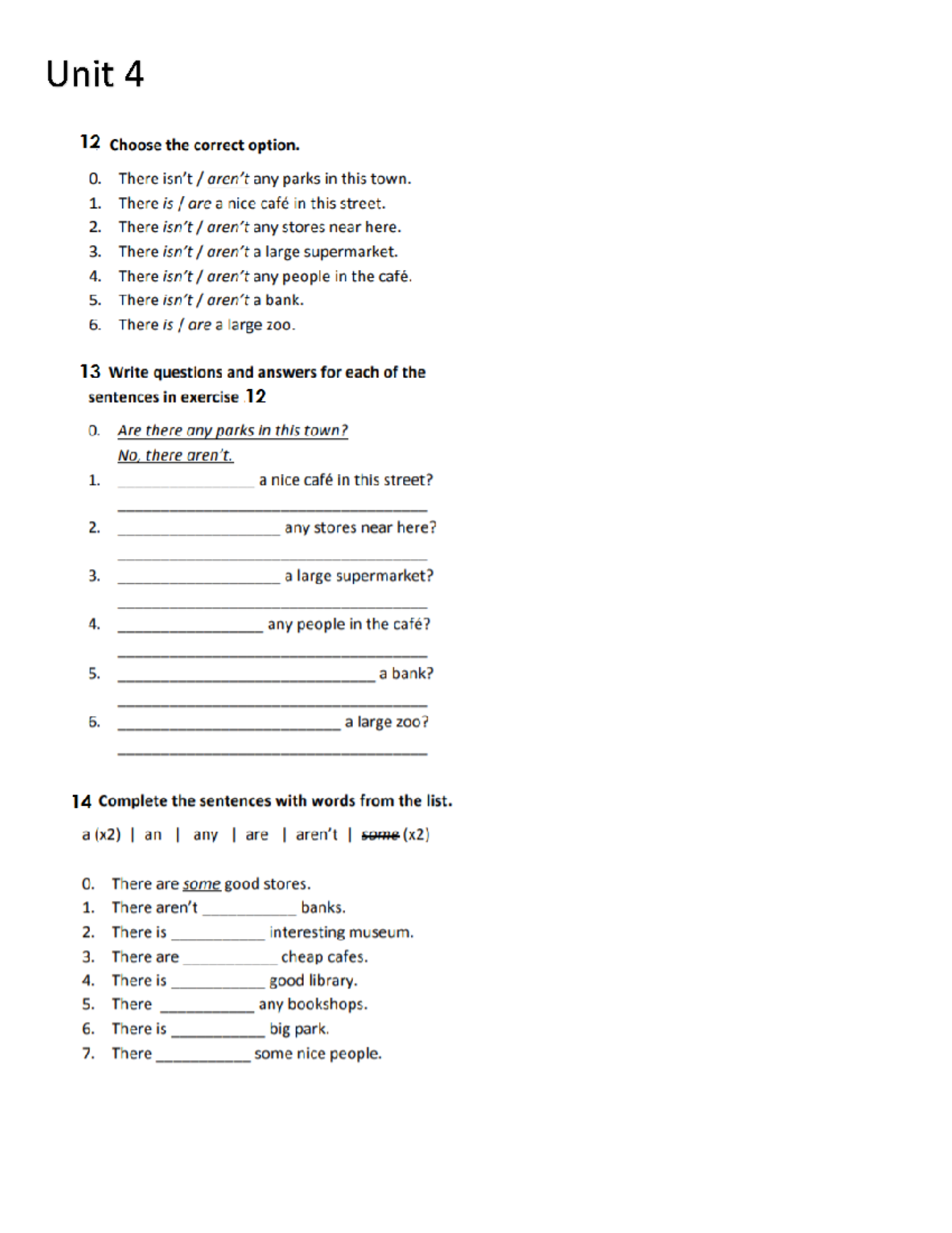 Review Units 4-6 - EJERCICIOS DE REPASO - Inglés I - Unit Unit 5 And ...