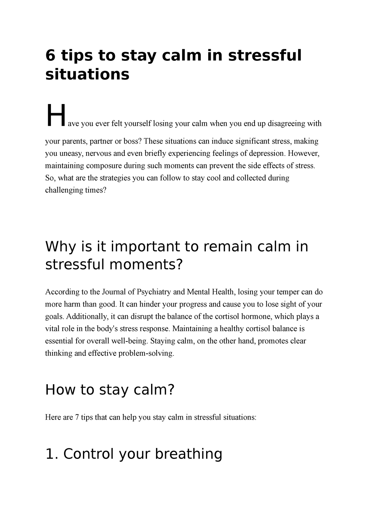 6 tips to stay calm in stressful situations - However, maintaining ...