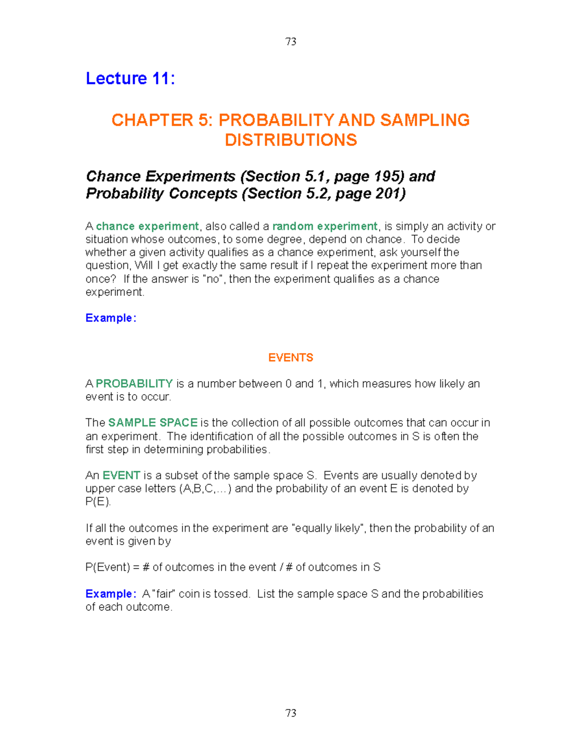 Lec11 - Lecture notes 11 - Lecture 11: CHAPTER 5: PROBABILITY AND ...