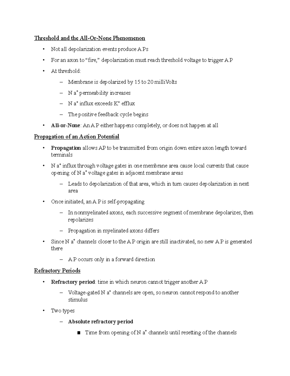 Anatomy 1 Ch.11 Part B Reynolds Threshold and the AllOrNone