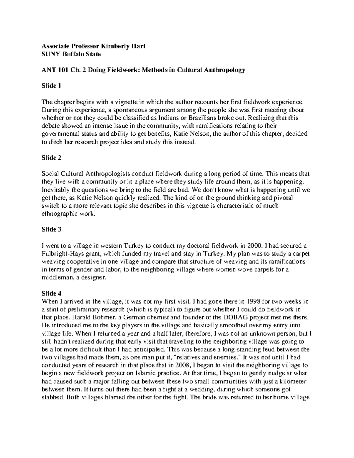 ANT 101 Ch. 2 part 1 - Lecture notes 2 - Associate Professor Kimberly ...