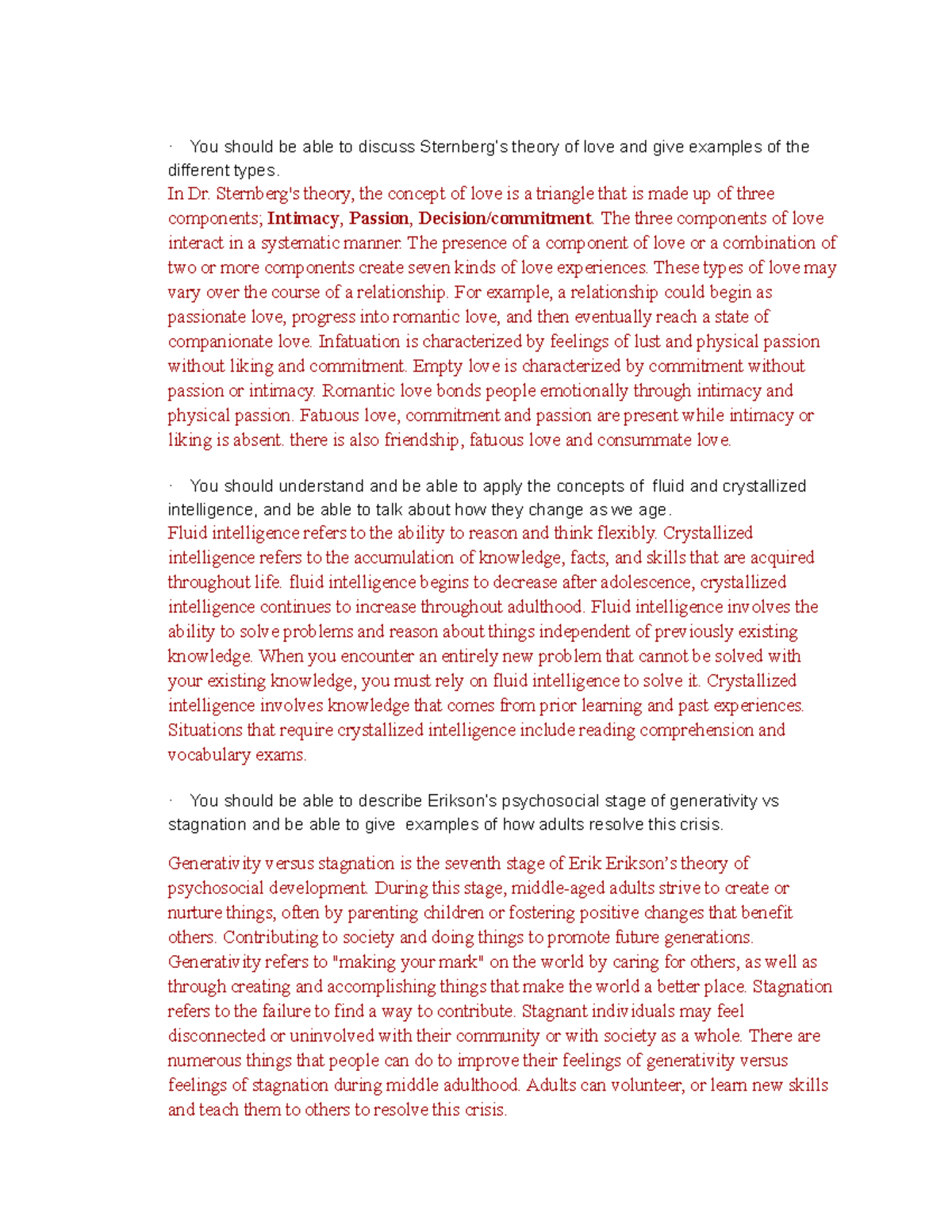 Lifespan development exam 3 · You should be able to discuss Sternberg