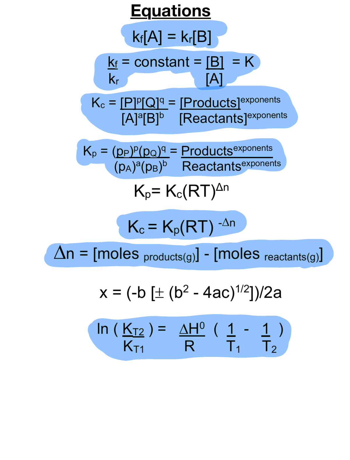 Ch 15 Chemical Equilibrium - Equations 1 15 The Concept Of Equilibrium ...