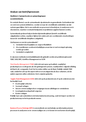 Samenvatting Analyse Van Bedrijfsprocessen Marylse In 't Veld - Alleen ...