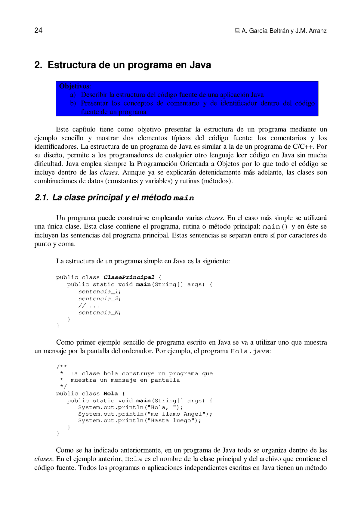 Estructura De Un Programa En Java ( Bytes) - 24 A. García-Beltrán Y J ...