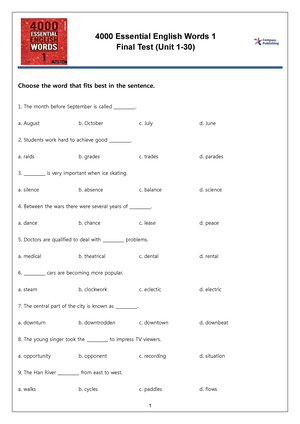 4000 Essential English Words 2e 2 (2nd Edition) Answer Key - 2 4000 ...