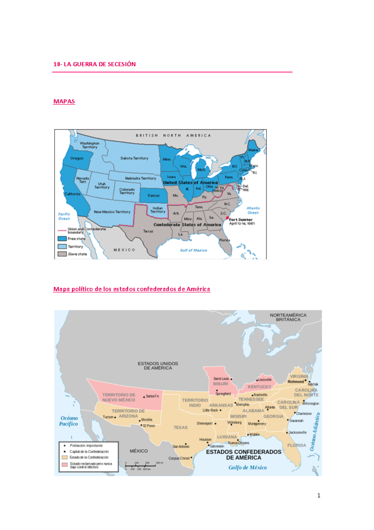 10. La Guerra de Secesión - 10-­‐ LA GUERRA DE SECESIÓN MAPAS Mapa ...