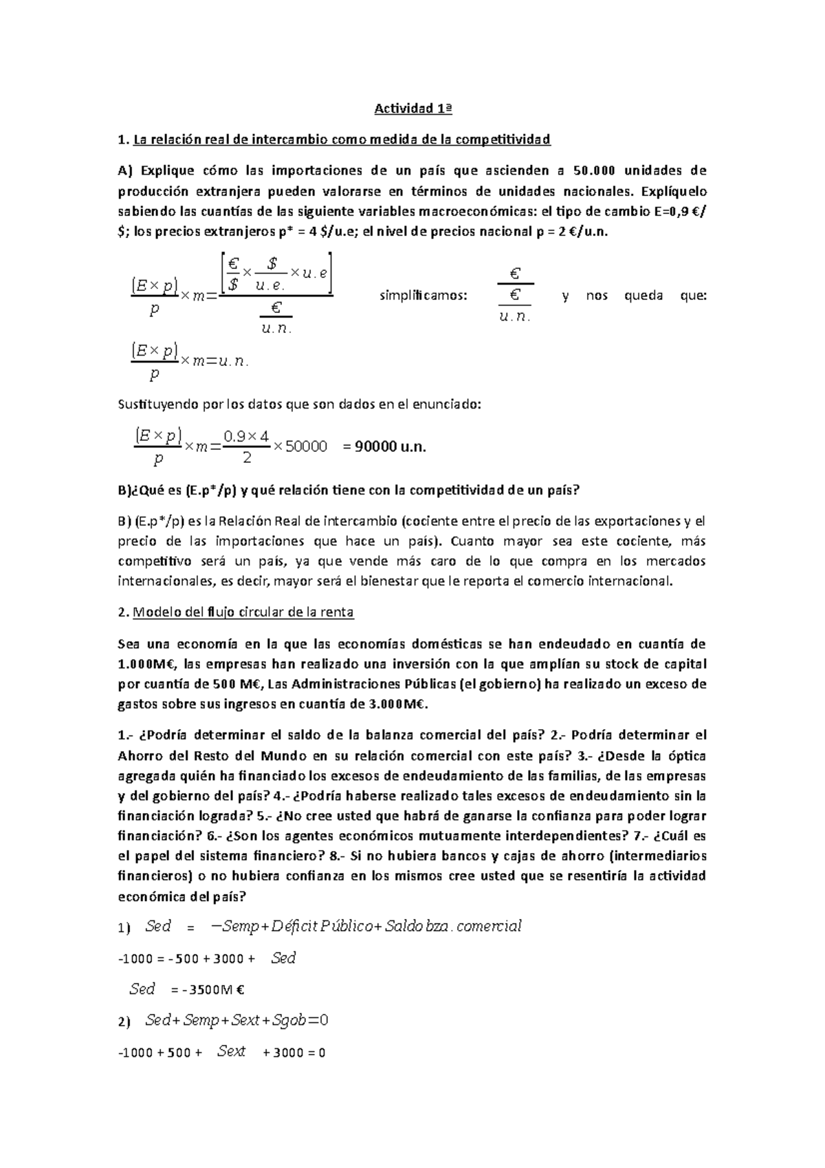 Actividad 1ª - Actividad 1ª 1. La Relación Real De Intercambio Como ...