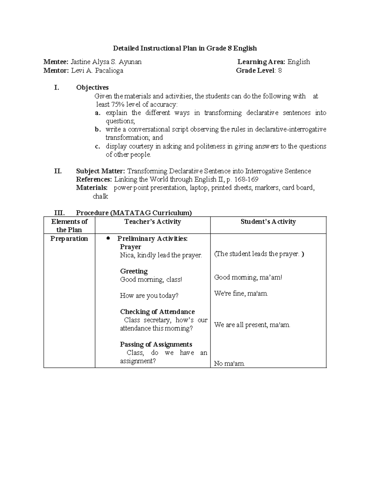 Ayunan Grand-DEMO-LP - this is a detailed lesson plan in english ...