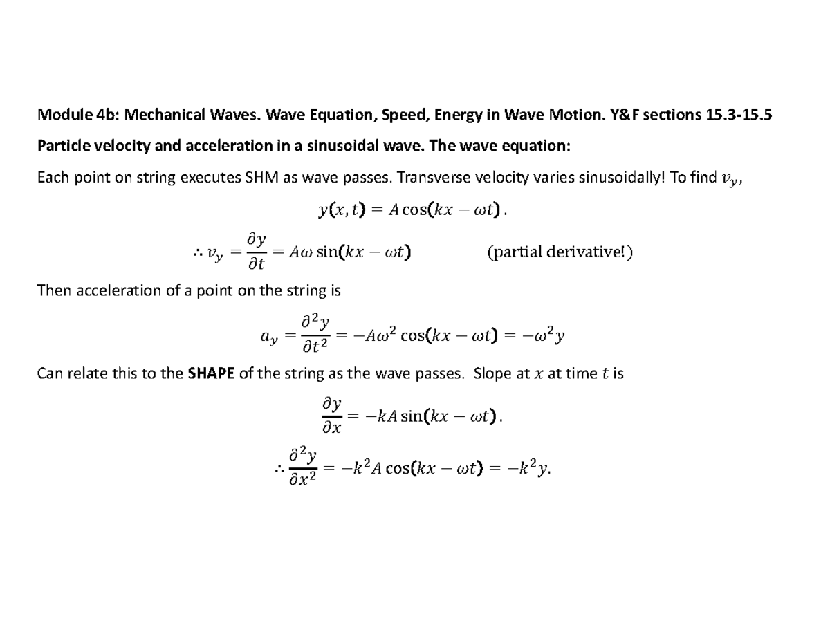 module-4b-mech-waves-wave-eq-speed-energy-module-4b-mechanical-waves