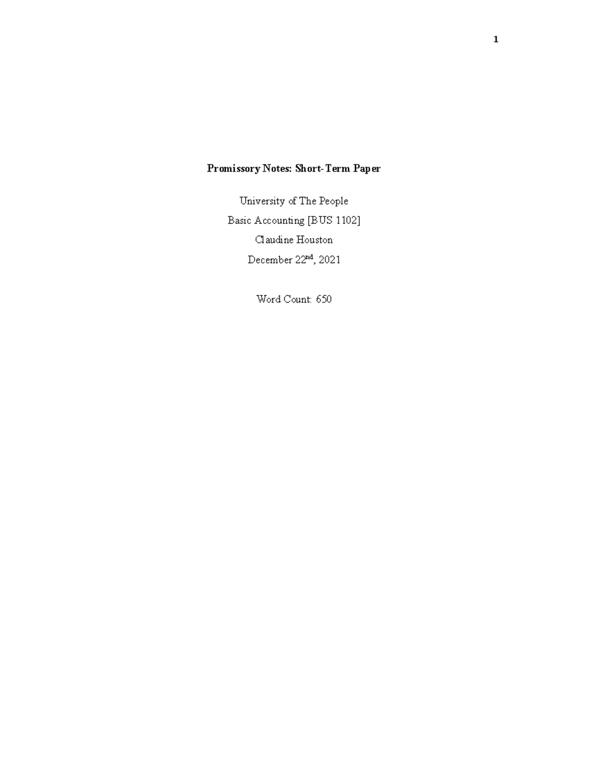 Promissory Notes Written Assignment (BUS 1102 Unit 6) - Promissory ...