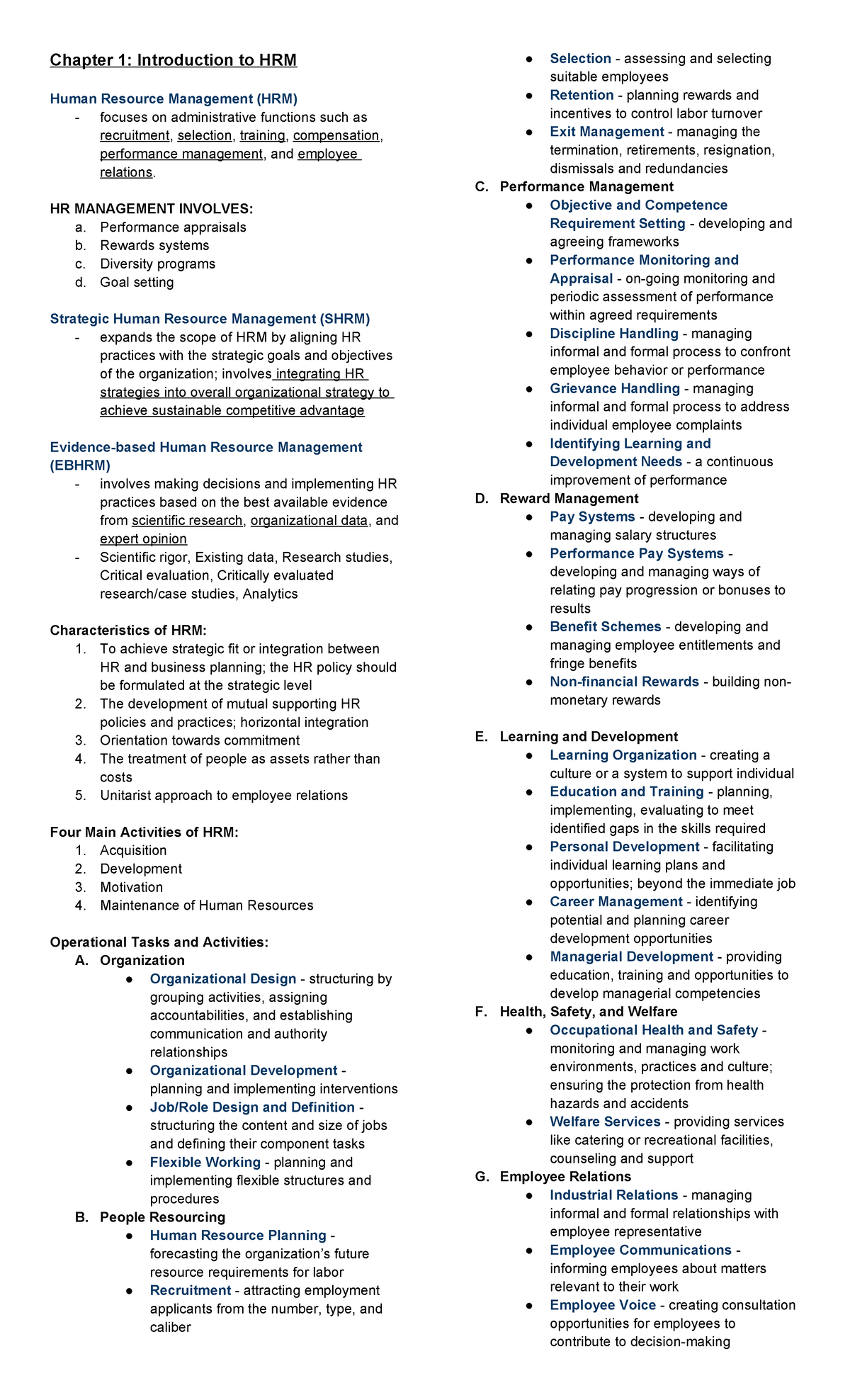 CHRA Reviewer - Chapter 1: Introduction To HRM Human Resource ...