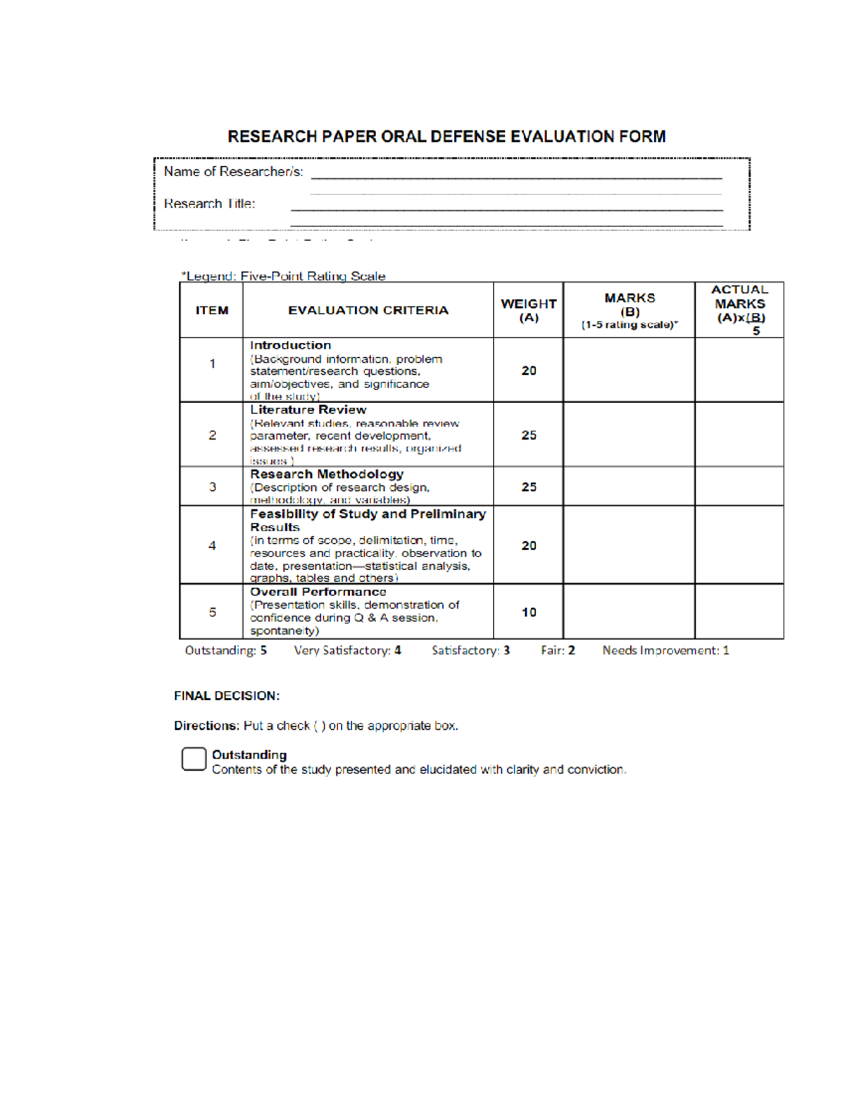 Scoring Sheet Thesis Defense - Social psychology - Studocu