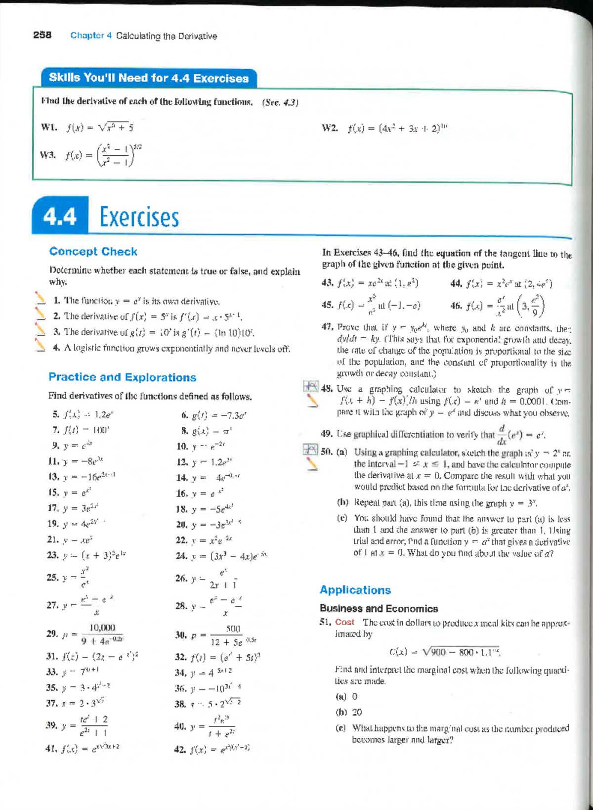 HW 8 - hw 8 - 258 Chapter 4 Calculating the Derivative Skills Need for ...