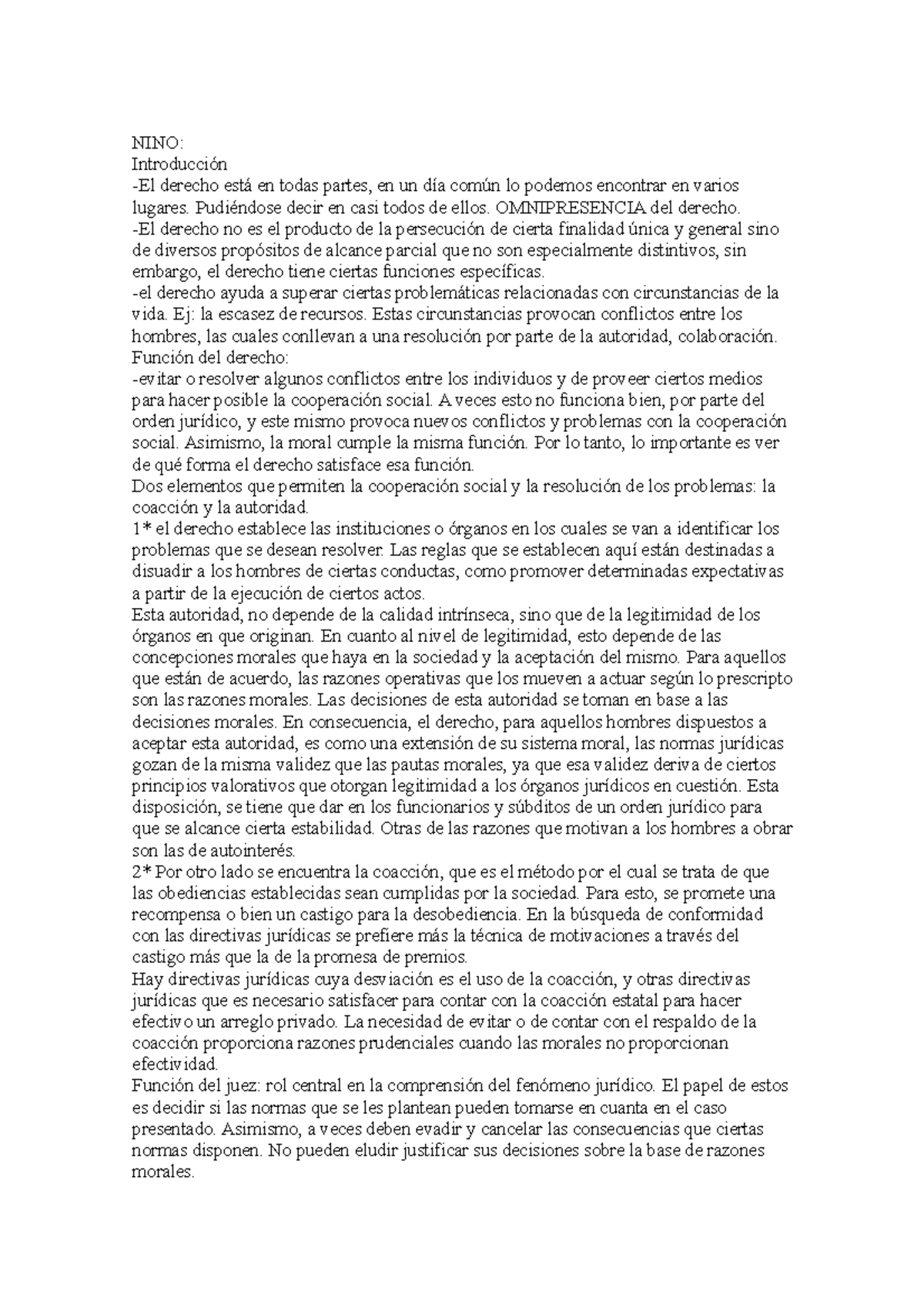 Resumen caps - Nino y Kelsen - NINO: Introducción -El derecho está en ...