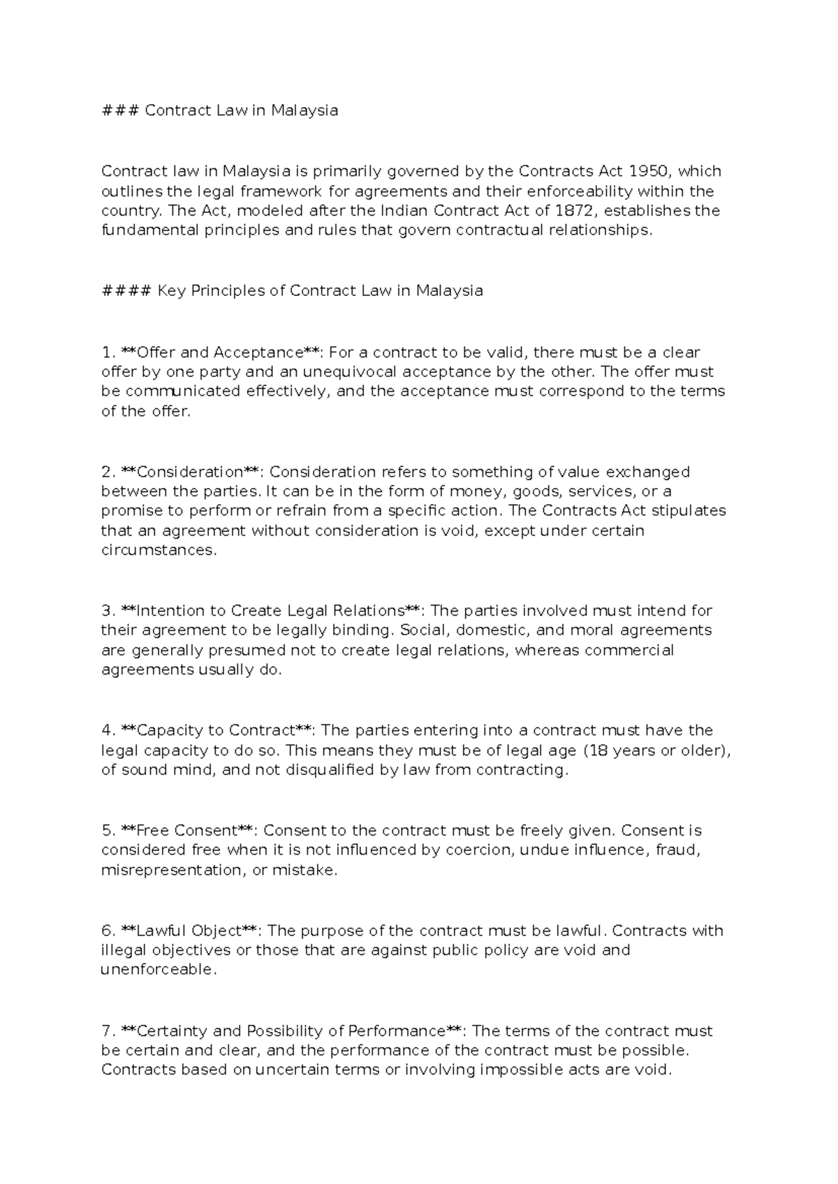 Contract Law In Malaysia Contract Law In Malaysia Contract Law In