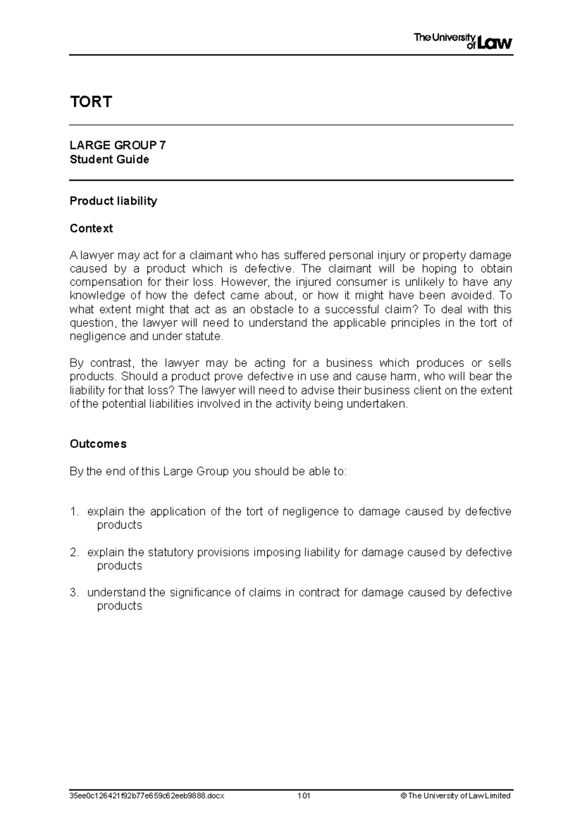 2021 tort lg07 ce01 student guide - TORT LARGE GROUP 7 Student Guide ...