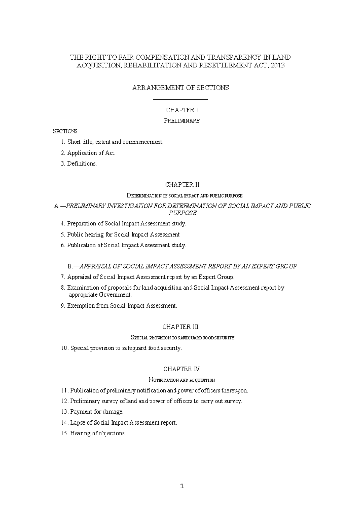 2013 land acquisition act THE RIGHT TO FAIR COMPENSATION AND