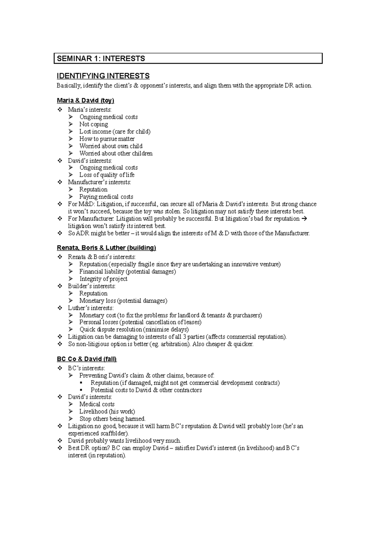 CCP Seminar - SEMINAR 1: INTERESTS IDENTIFYING INTERESTS Basically ...