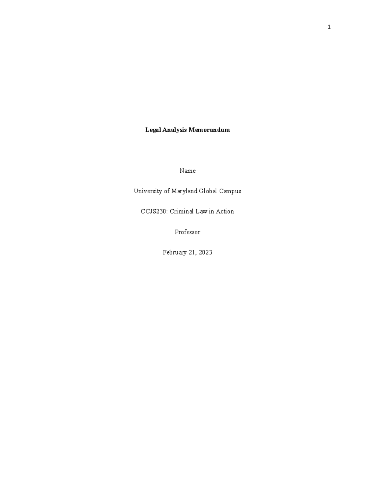 Legal Analysis Memorandum - Legal Analysis Memorandum Name University ...