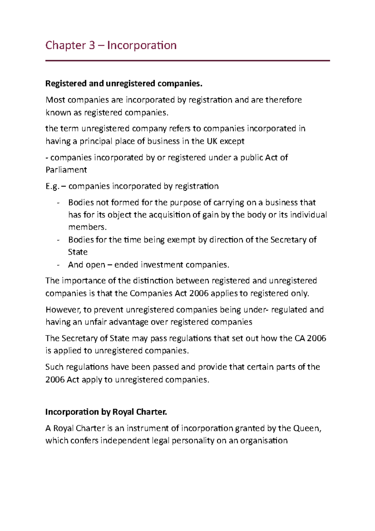 Chapter 3 - Business Law - Chapter 3 – Incorporation Registered And ...