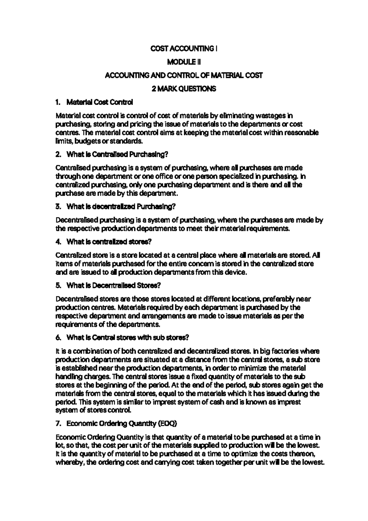 Cost Accounting Module II ej - COST ACCOUNTING I MODULE II ACCOUNTING ...