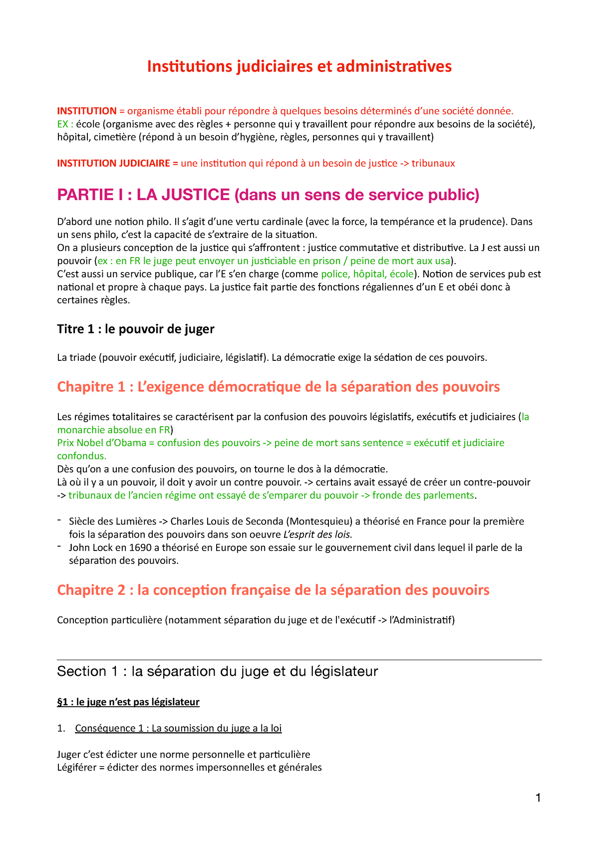 IJA - Partie 1 - Ins$tu$ons Judiciaires Et Administra$ves INSTITUTION ...