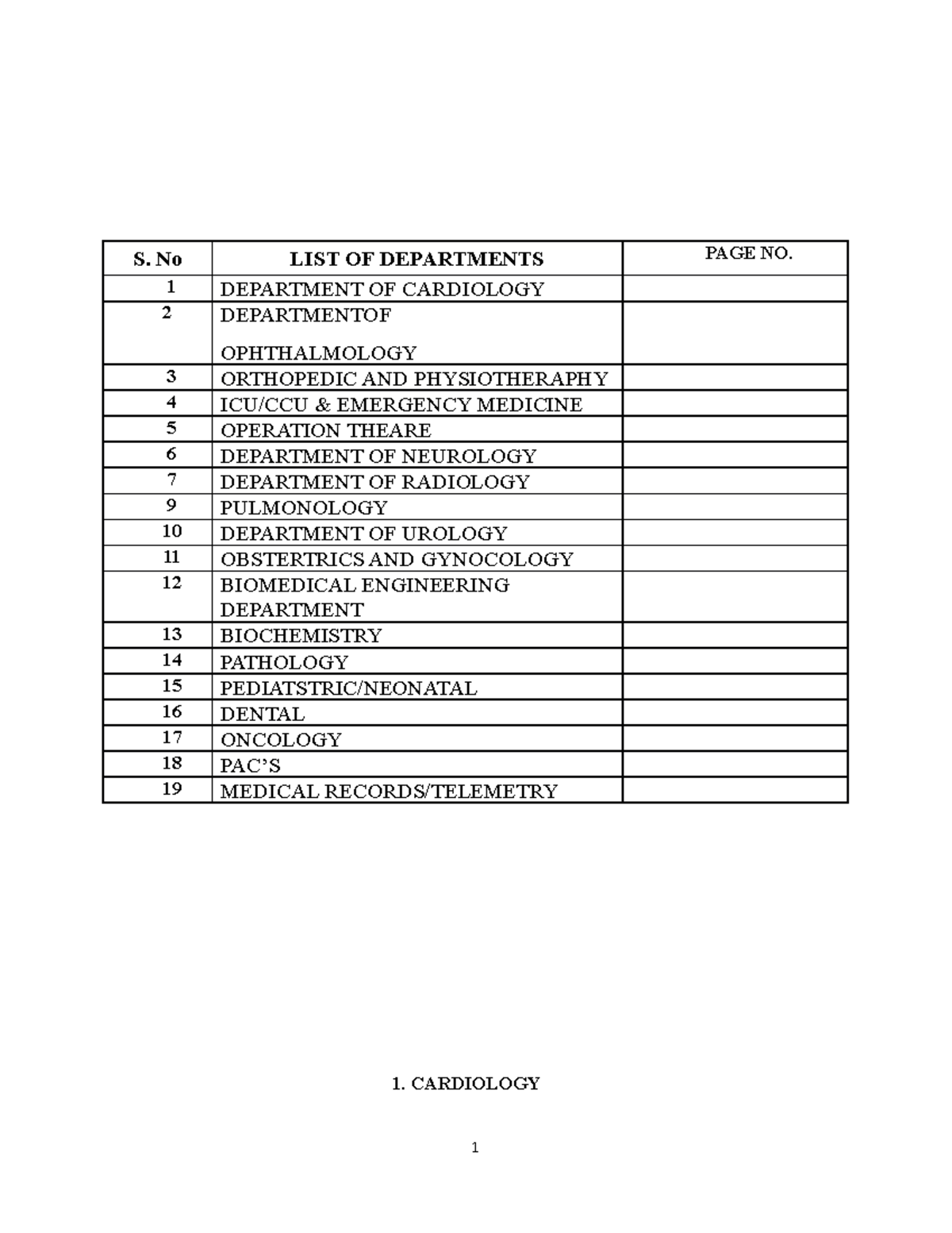HT LAB Record NEW Edited - S. No LIST OF DEPARTMENTS PAGE NO. 1 ...