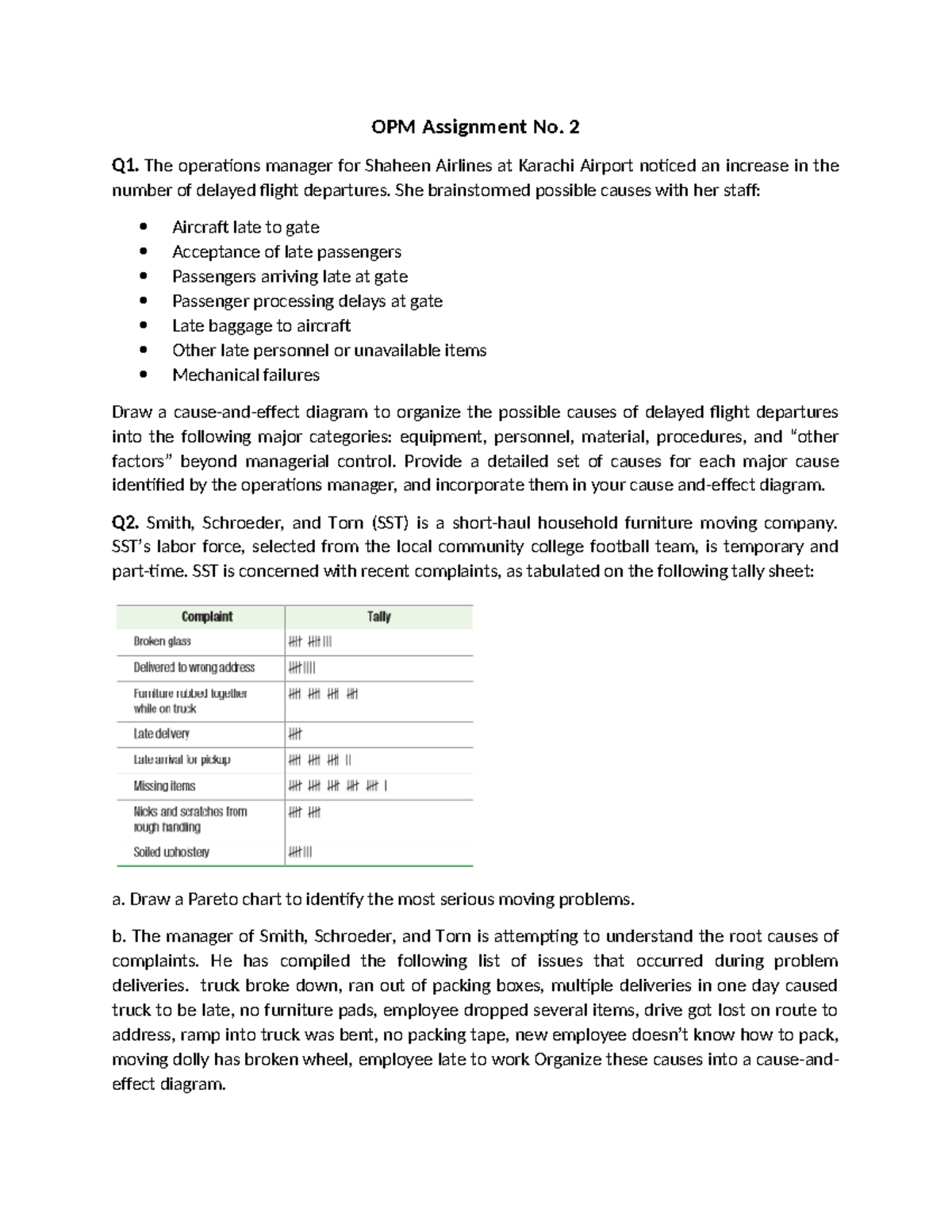 OPM Assignment No 4 final 11102024 094309 am - OPM Assignment No. 2 Q1 ...