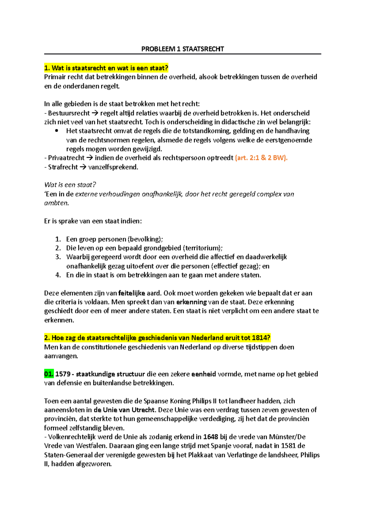 Probleem 1 Staatsrecht PROBLEEM 1 STAATSRECHT Wat Is Staatsrecht En 