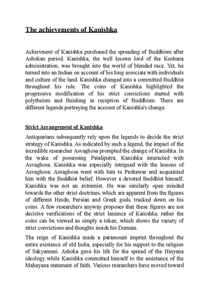 The achievements of Kanishka