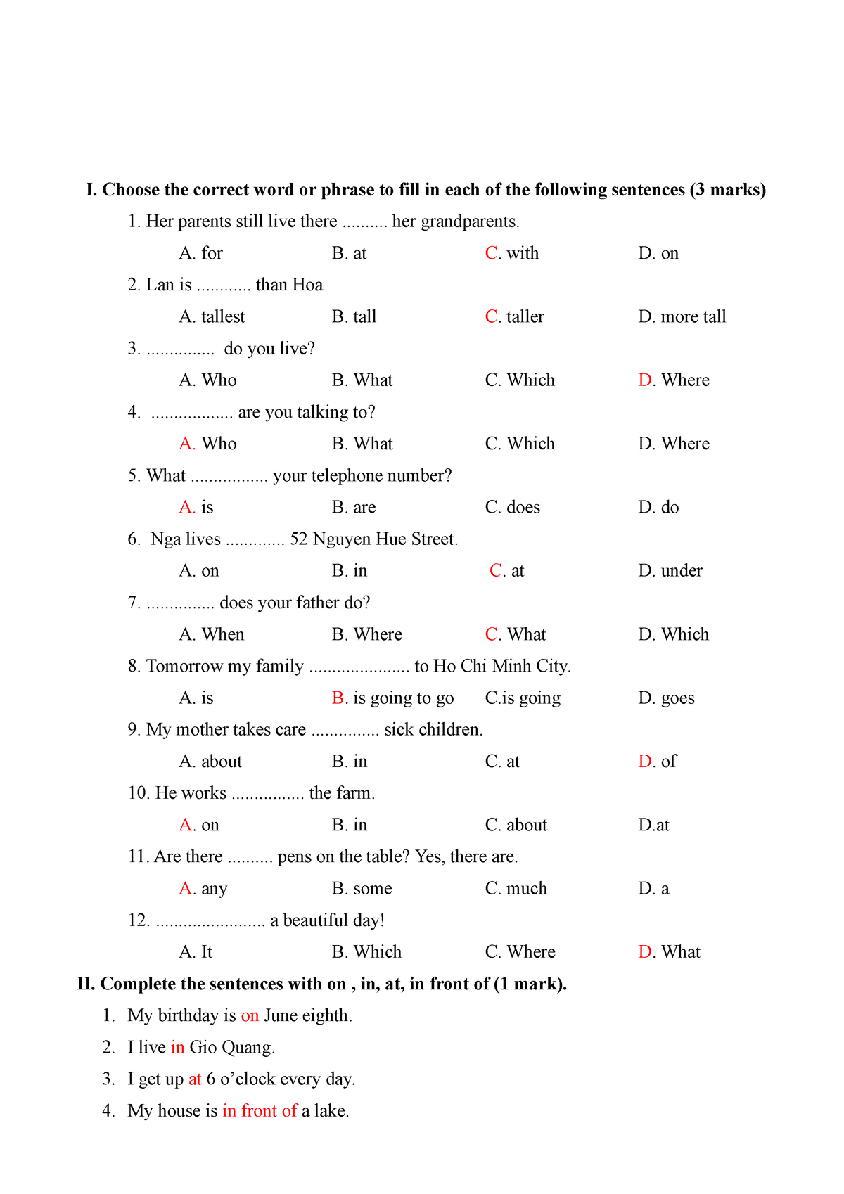 đề Thi Ta 7 - Ezzy - I. Đ ề Ki ể M Tra Ti ế Ng Anh 7 Unit 1 - Unit 3 I ...