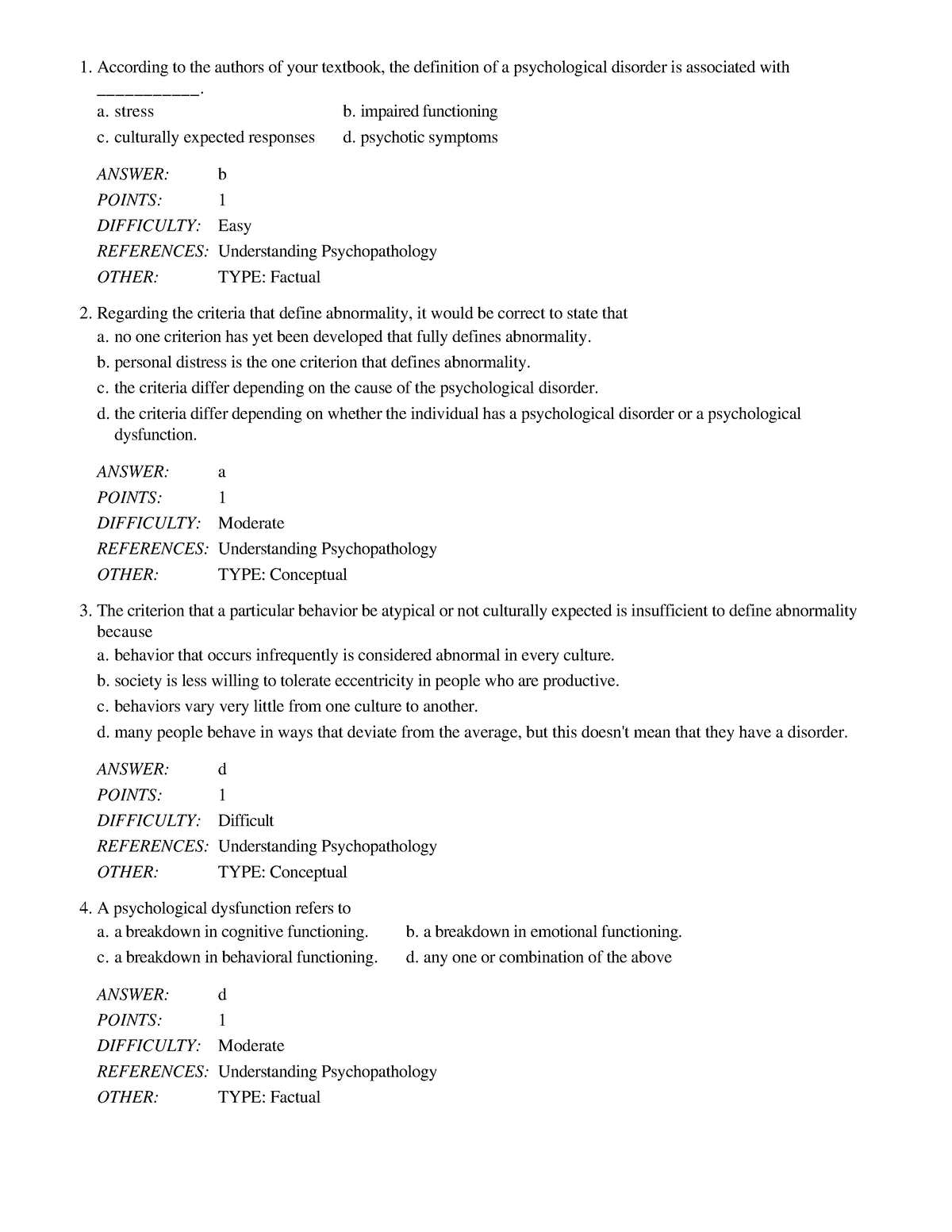 Test Bank For Abnormal Psychology An Int - According To The Authors Of ...