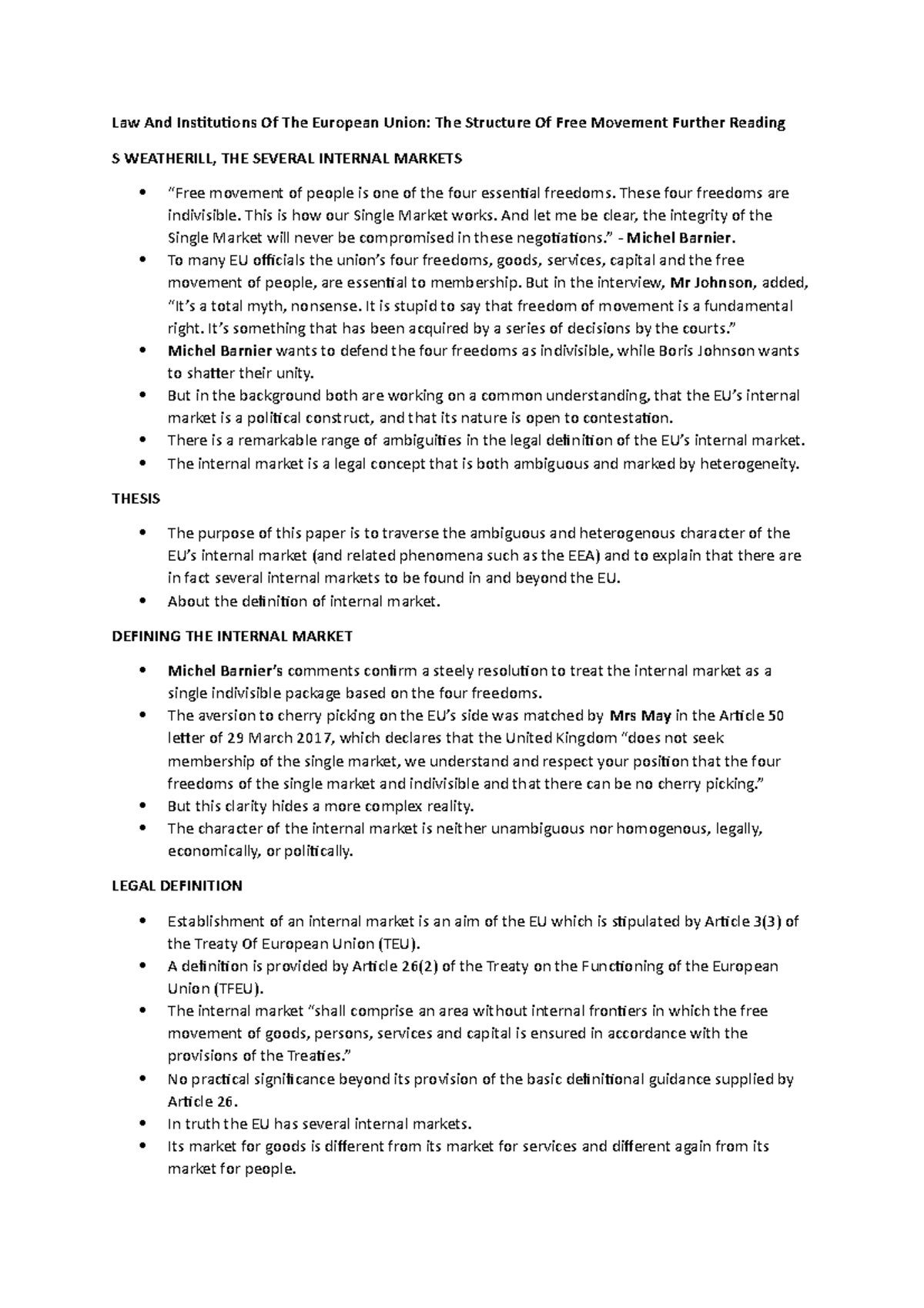 The Structure Of Free Movement Further Reading - These four freedoms ...