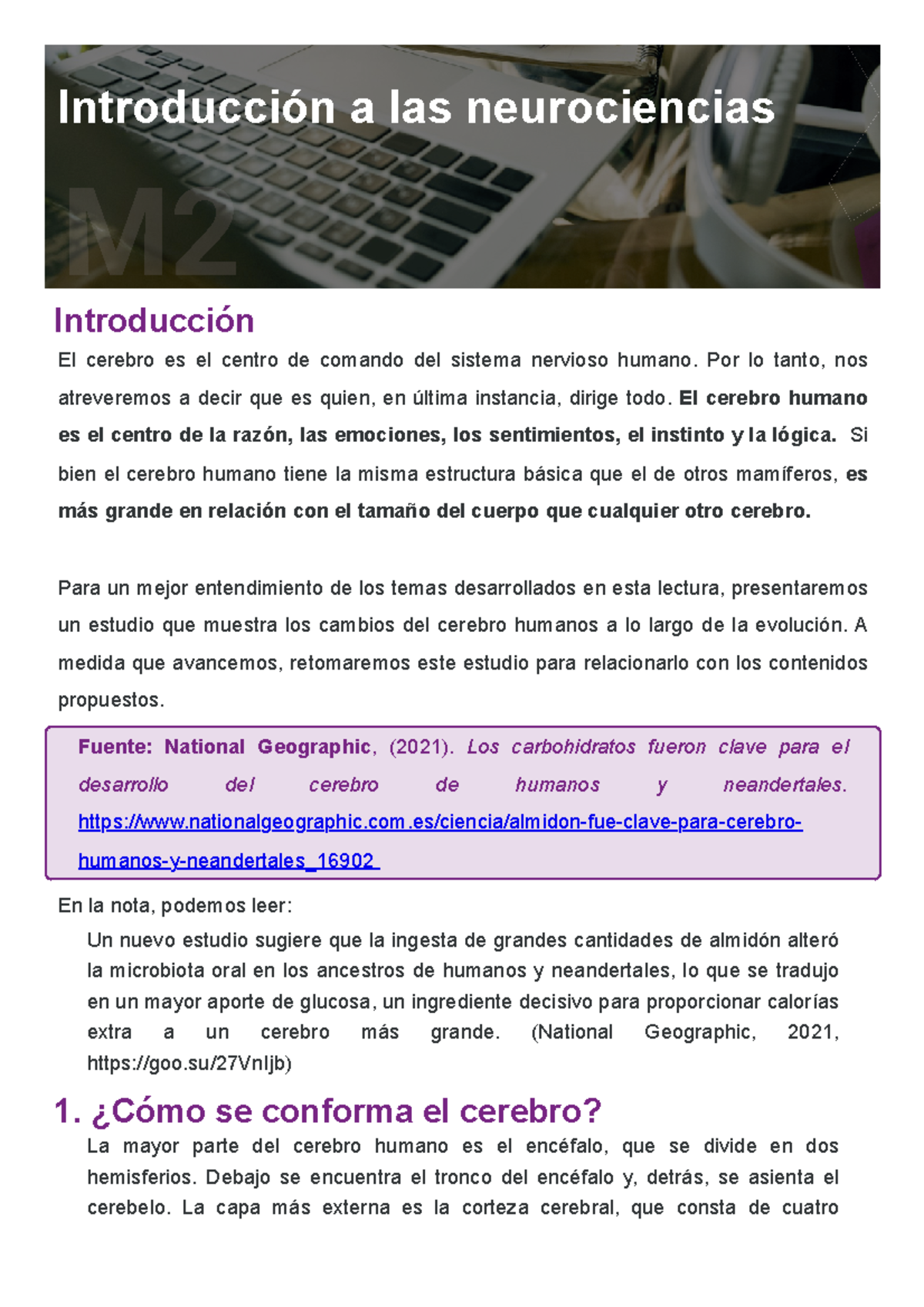 M2L1 - introduccion a las neurociencias - Introducción a las ...