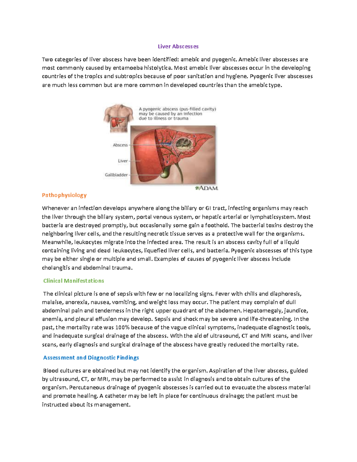 Liver Abscesses - Liver Abscesses Two categories of liver abscess have ...
