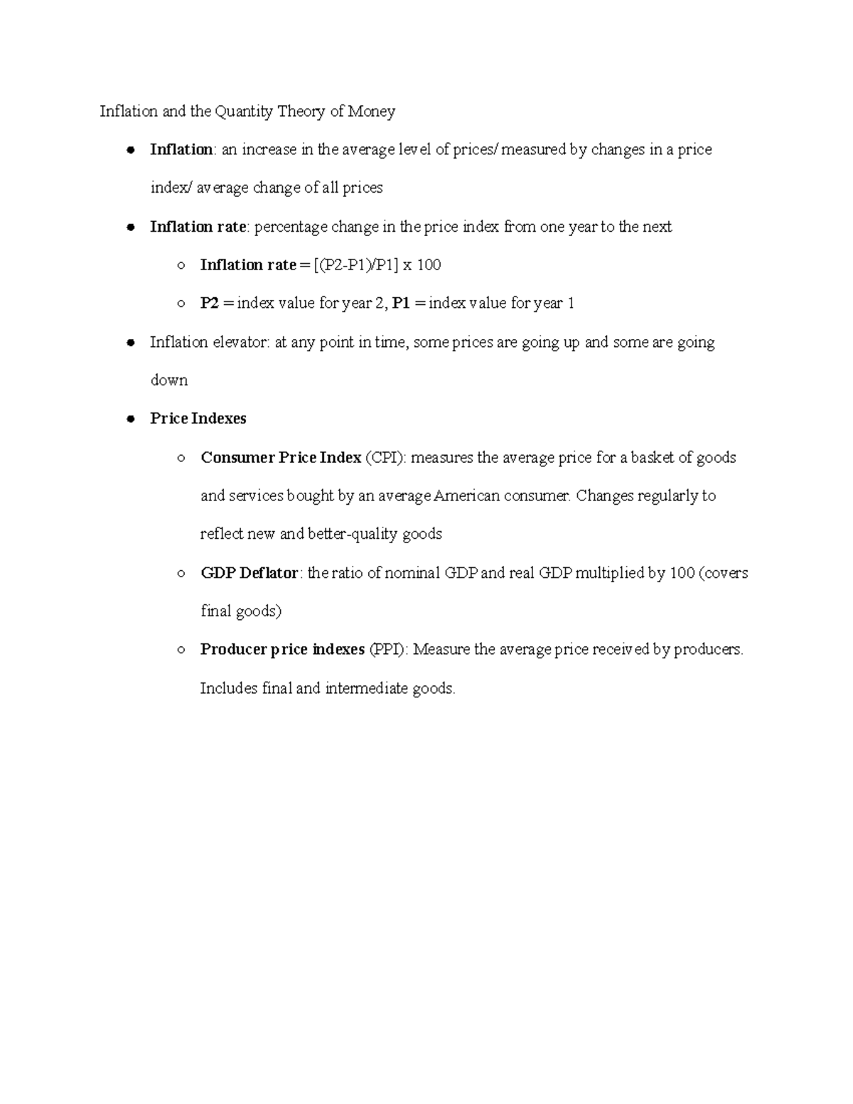 ECON 200 Macro Chapter 12 Notes Gochenour - Inflation and the Quantity ...