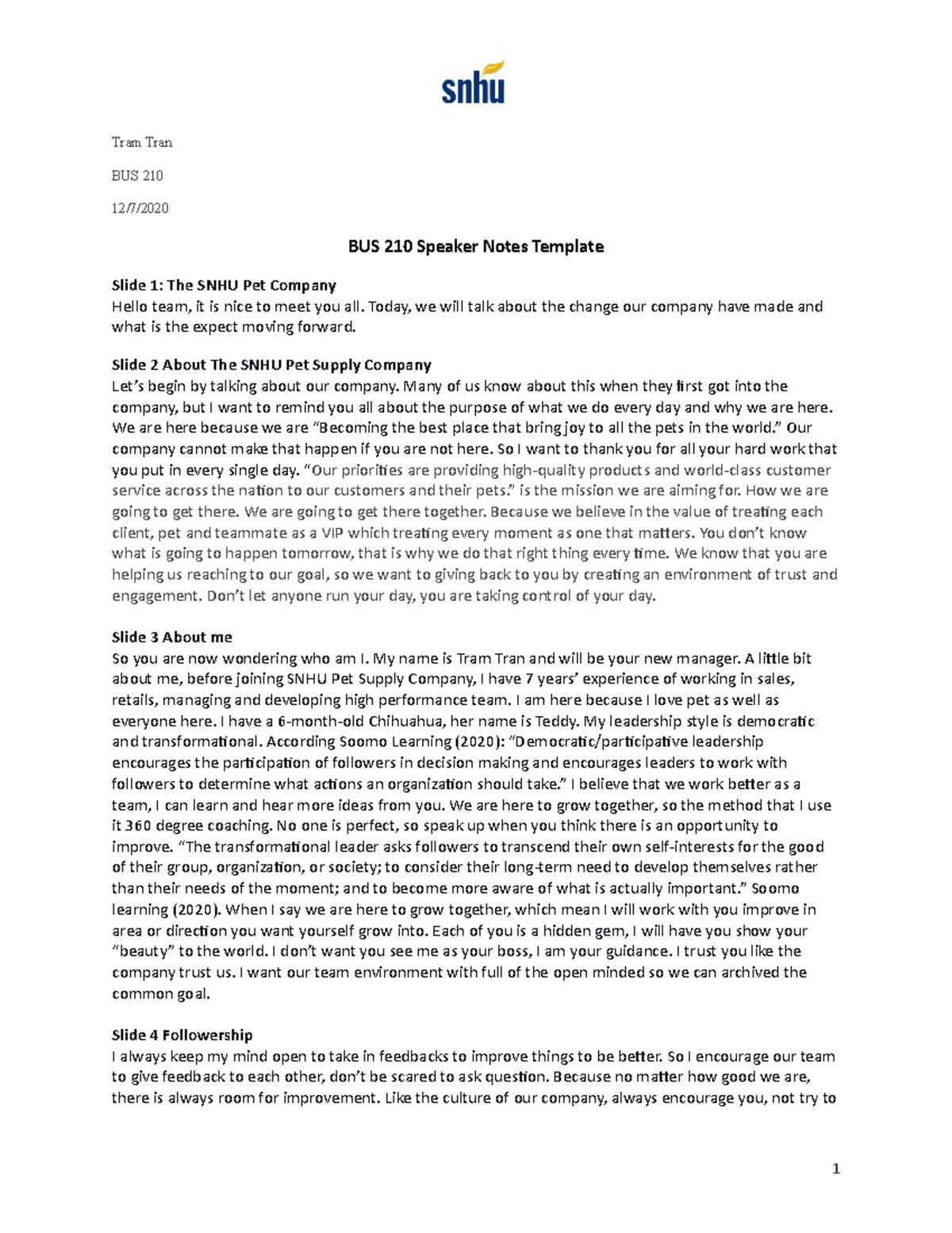 Bus 210 Speaker Notes Template Completed Bus 210 Managing Leading Studocu