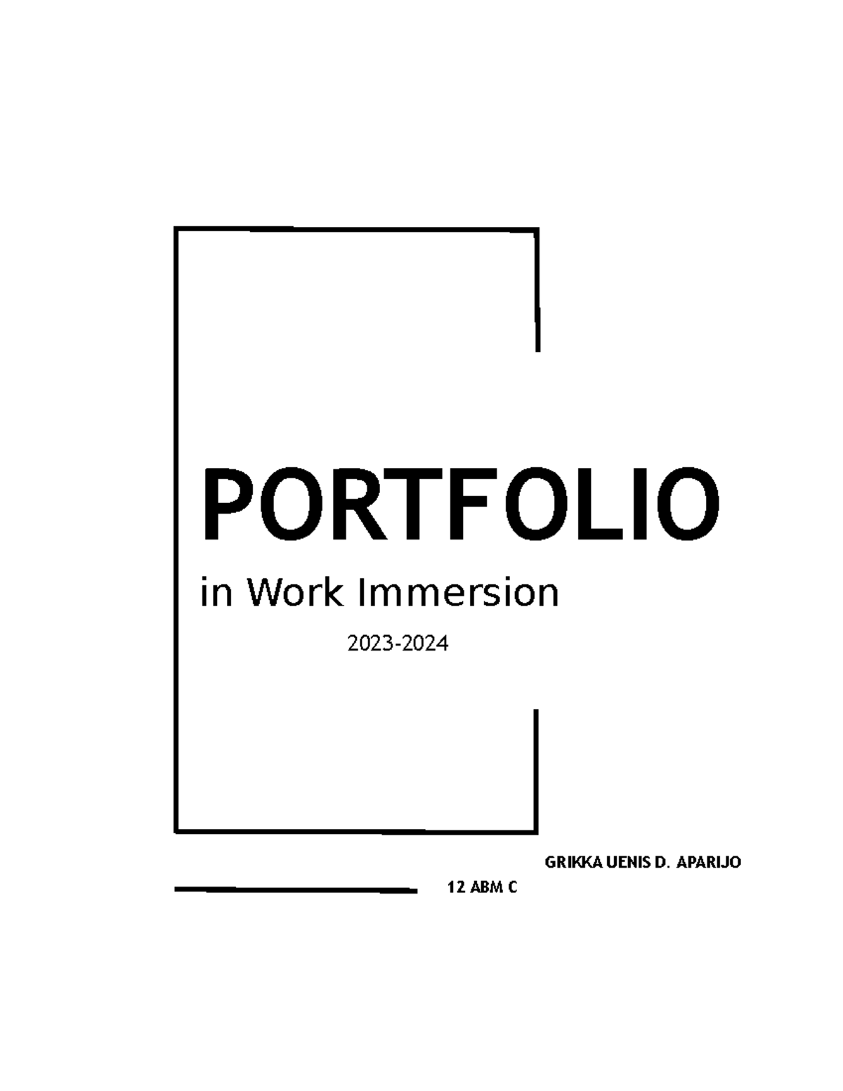 WORK Immersion Portfolio Aparijo - PORTFOLIO in Work Immersion 2023 ...