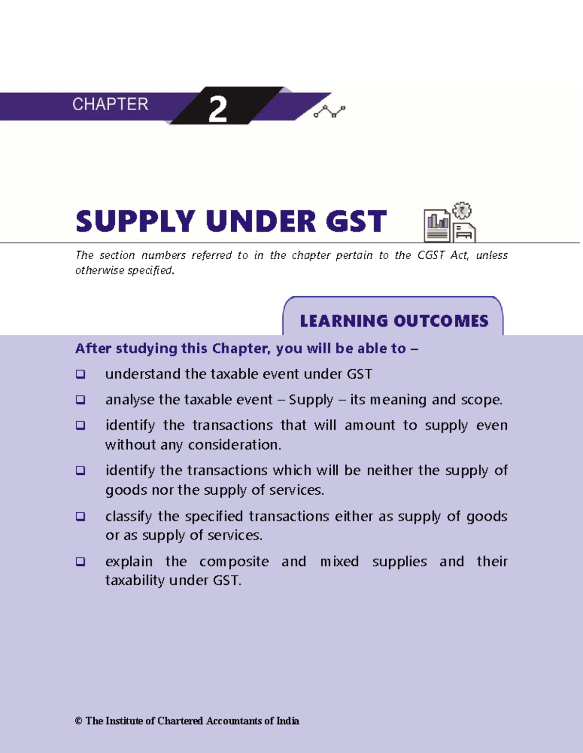 Indirect Taxation Supply of GST 1. 1 SUPPLY UNDER GST The